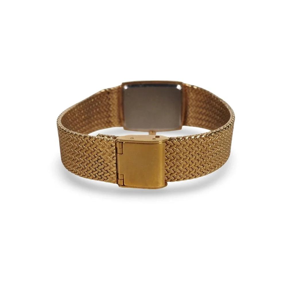 Sergio Valente Classic Quartz Watch Gold Tone Mesh Bracelet Swiss Parts Vintage